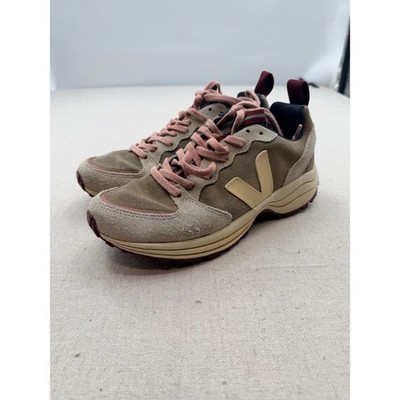 Veja Taupe and Pink Suede Runner Sneakers