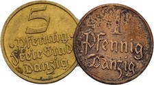 Danzig Pfennig 1932  1926   2 Stück  Münze #UKW427