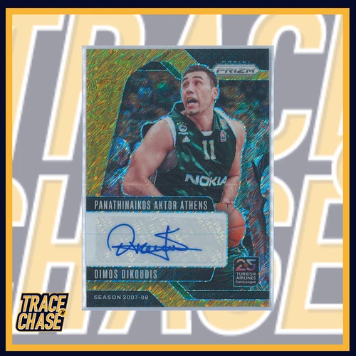 2024-25 Panini Prizm Euroleague BK Dimos Dikoudis Gold Shimmer Autograph 09/10