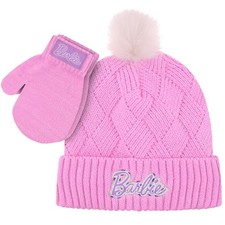 Barbie Girls Winter Hat with Gloves for Ages 5-13 One Size, Multicolor