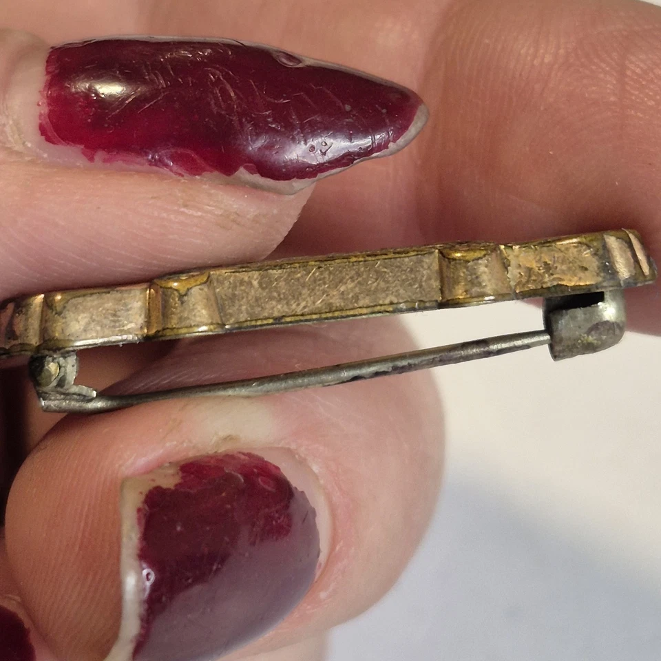 Antique Edwardian Baby Brooch Brass Pin Nameplate Early 1900s Gift - Image 3 of 4