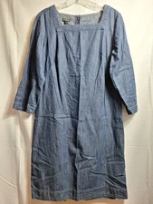 TALBOTS Denim A-Line Shift Dress Sz 6 Dark Blue Chambray Modest Minimalist EUC!
