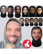 Realistic 3D Face for Men Women Cosplay Mask Full Face Hip Hop Balaclava Hood