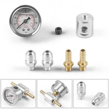 Universal 1/8 NPT Fuel Pressure Regulator Gauge Liquid Filled Polished+Adaptor