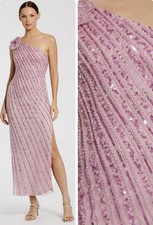 Mac Duggal 94221 One-Shoulder Beaded Dress Size 10 Pink 3D Flower Sequin NWT$598