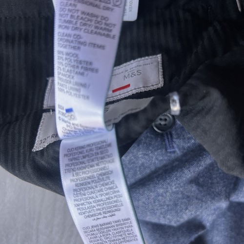 Marks and spencer M&S Mens Tailored Fit Wool Rich Tweed FLANNEL Trousers blue - Picture 5 of 10