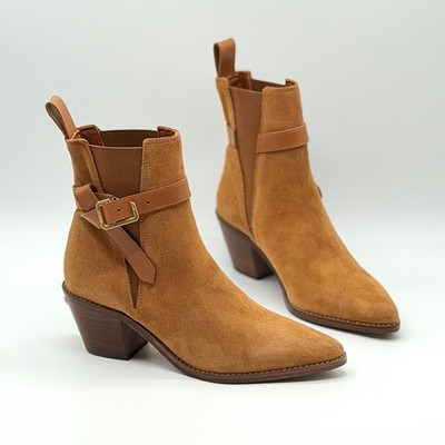 Zadig & Voltaire Tyler Cecilia Boots Women 37 Brown Suede Western Buckle Pointed