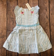 Girl’s Size 2T Janie and Jack Blue &White Striped Floral Sleeveless Spring Dress