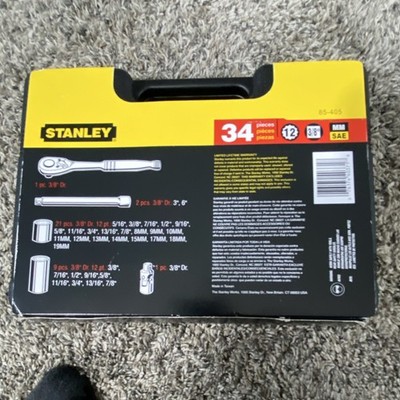Stanley 34 Piece 3/8 12 Point Socket Set Brand New In Box | eBay