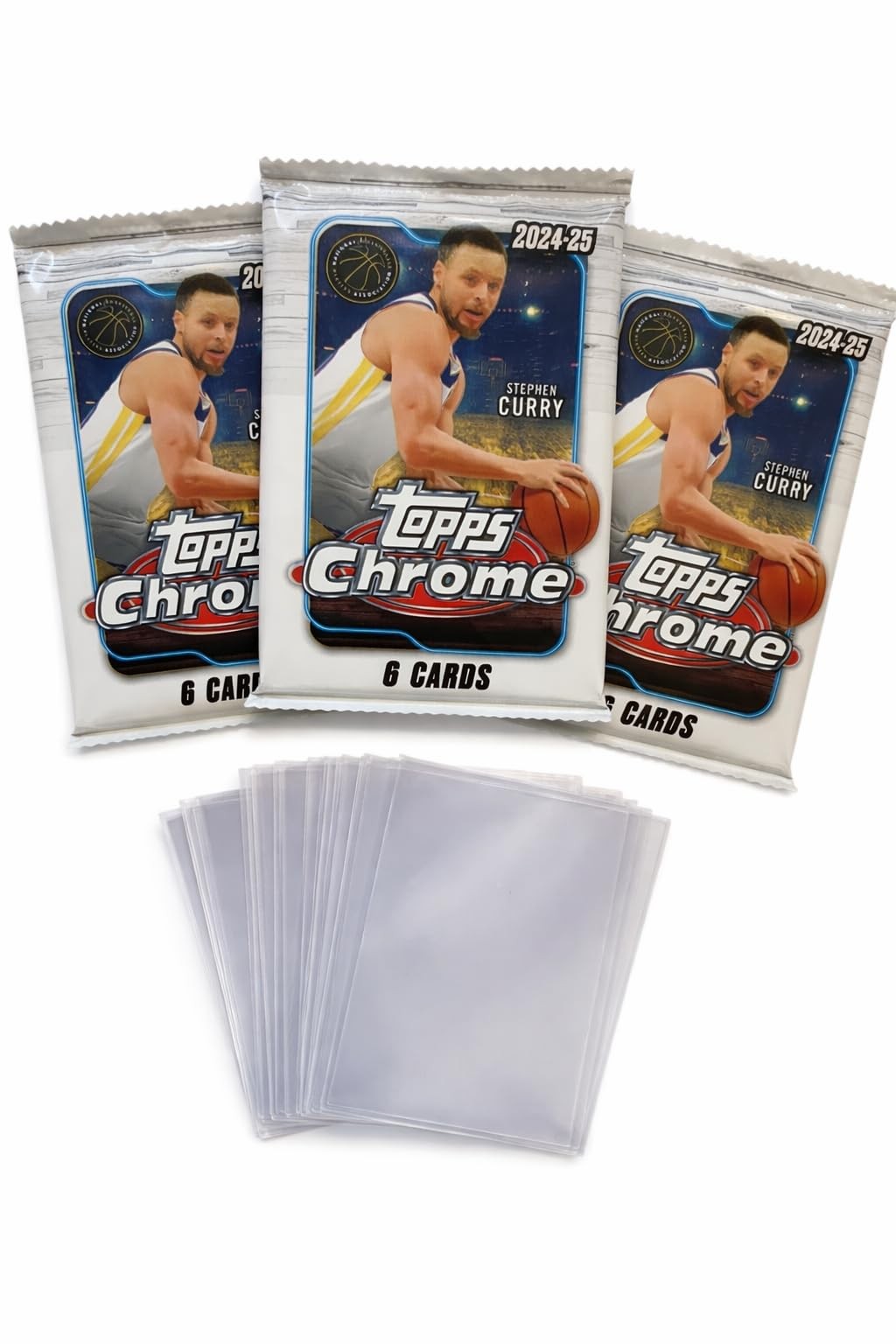 2024-25 Topps Chrome Basketball Cards, 3 Factory Sealed Packs with 18 Cards