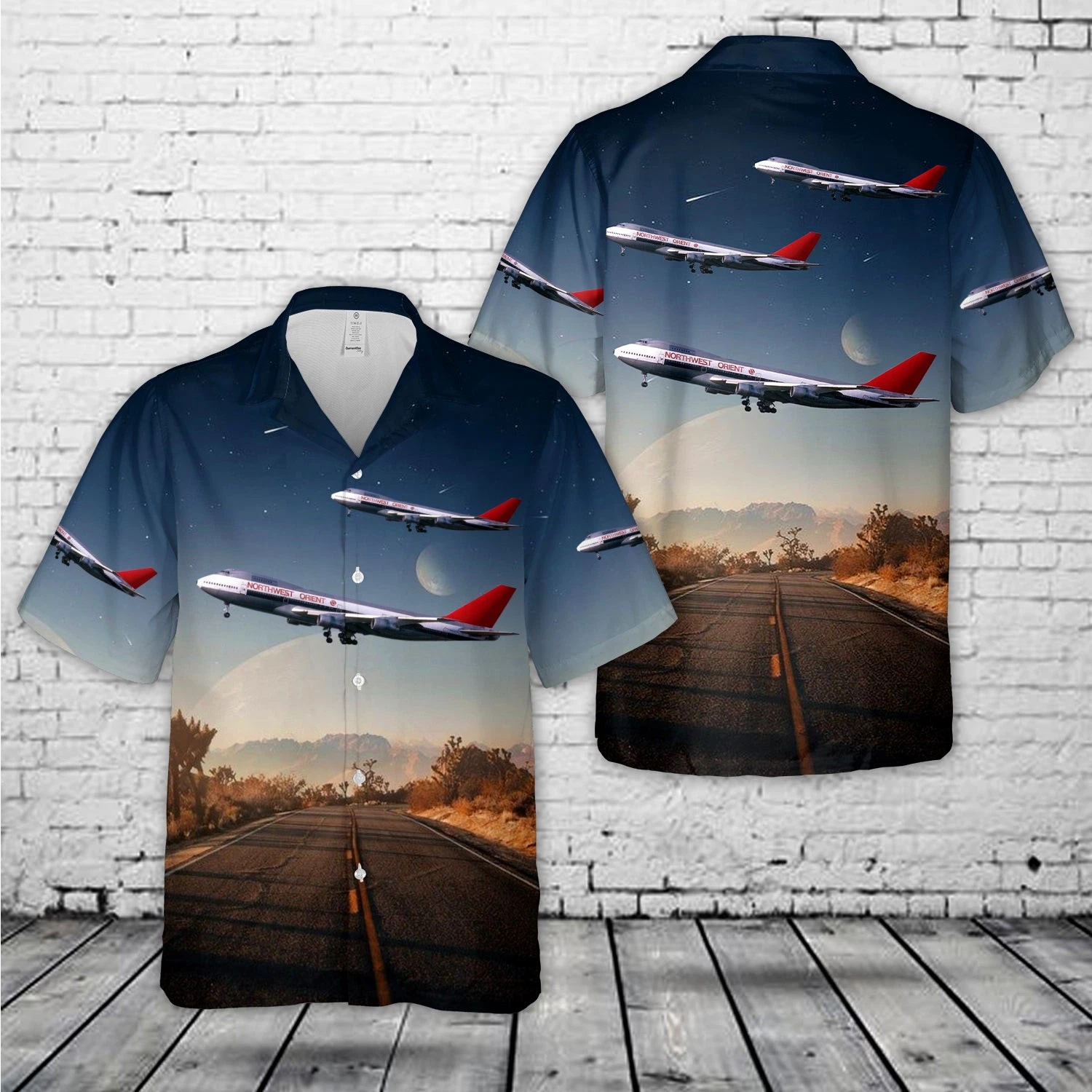 Northwest Orient Airlines Boeing 747 151 Hawaiian Shirt