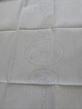 1980  s Liquid Embroidery Paint Cameo Rose Tablecloth 68  X 51  