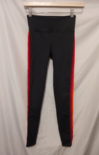 NOLI Power Active Leggings XS Black Striped Pull On Ankle Length Pleated Yoga