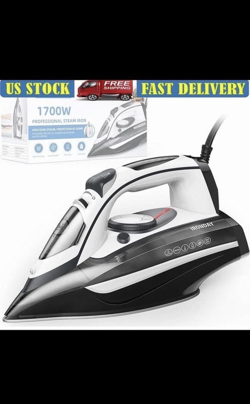 Ironday 1700w Steam Iron for Clothes with Ceramic