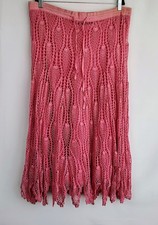 Willi Smith Women's Crochet Knit Long Pink Skirt Size M Cottage Core