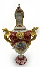 ANTIQUE KPM 19th C PORCELAIN URN NEOCLASSIC GOLD SERPENT HANDLES. BEAUTIFUL WOW