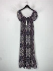 Redherring Purple Paisley Maxi A-line Dress Short Sleeve Sheer UK 14 NEW