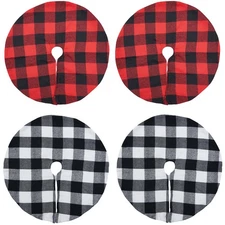 4 Pieces Christmas Tree Skirt Decoration 15" Mini Xmas Tree Skirt Set