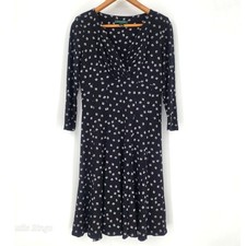 Lauren Ralph Lauren Black Geometric Print Long Sleeve Fit & Flare Dress Size 10