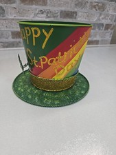 St. Patricks Day METAL Top Hat Green with Rainbow Leprechaun Hat Decor