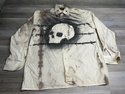 Vintage Artificial Eye Skull Button Shirt 90s Y2K Goth Punk Rock Underground