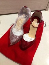 Christian louboutin Red Patent Pumps Ankle Strap Pumps Worn once 36.5