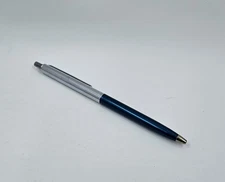 Vintage Paper Mate Double Heart Ballpoint Pen Grip Metallic Blue And Chrome 