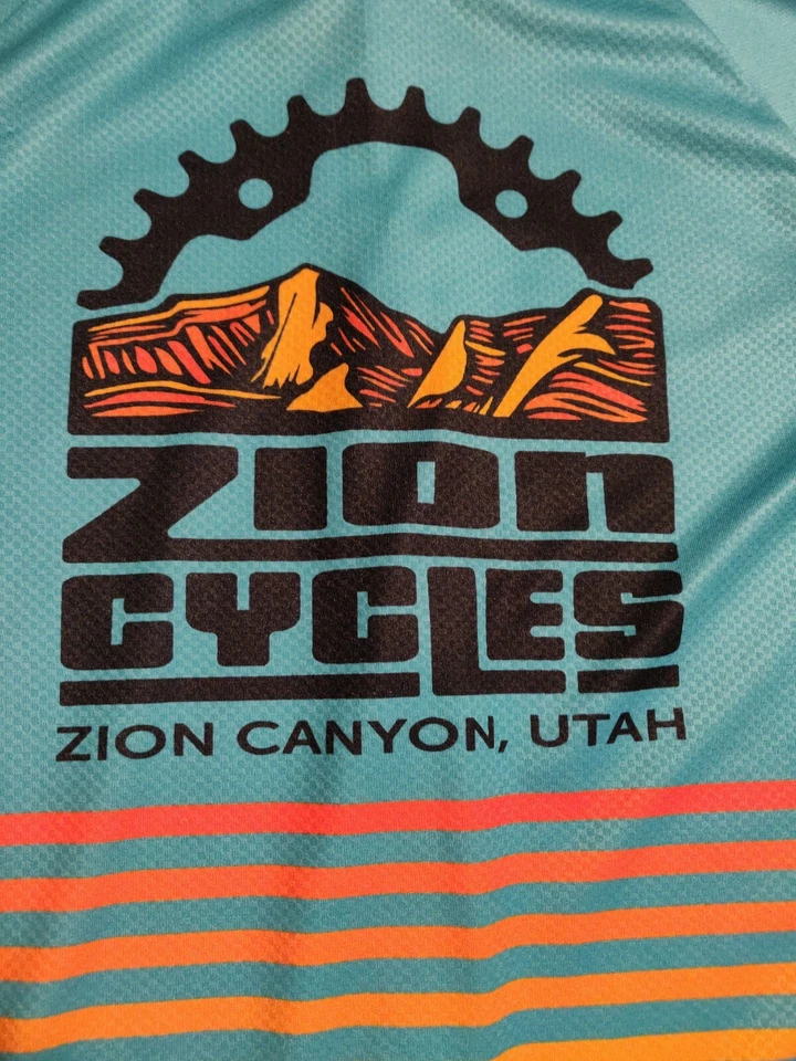 Camiseta deportiva de ciclismo retro Zion Cycles verde azulado manga corta serie Giro Renew verde Foto 3 de 4