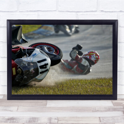 Wandbilddruck Aktion Unfall Rennen Rennrad Motorrad Grand Prix