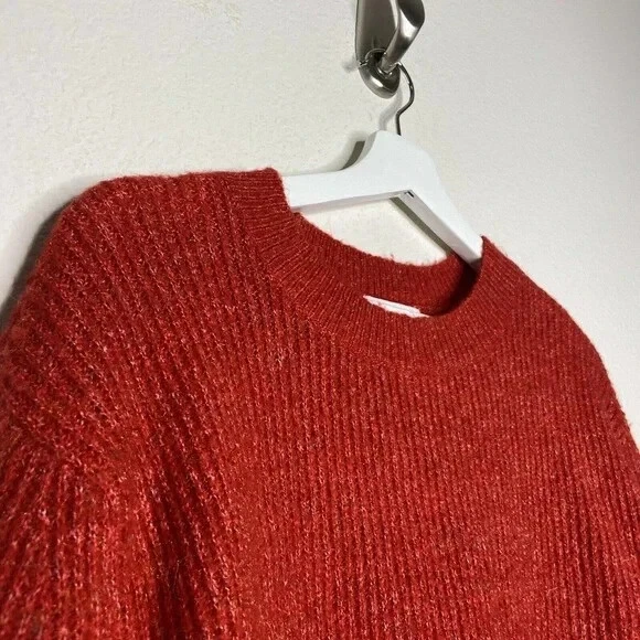 BP. Red Marled Ribbed Metallic Gold Fleck Sweater S - Image 3 of 4