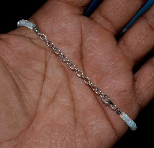 925 Sterlingsilber natürlicher äthiopischer Opal Edelstein Perlen 7 Zoll Armband F1725 - Bild 4 von 6