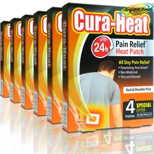 6x Cura Heat Pads Back & Shoulder 4 Heat Patches 24H Warm Pain Relief