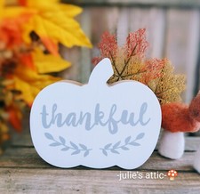 Thankful Pumpkin Wood Block Farmhouse Decor