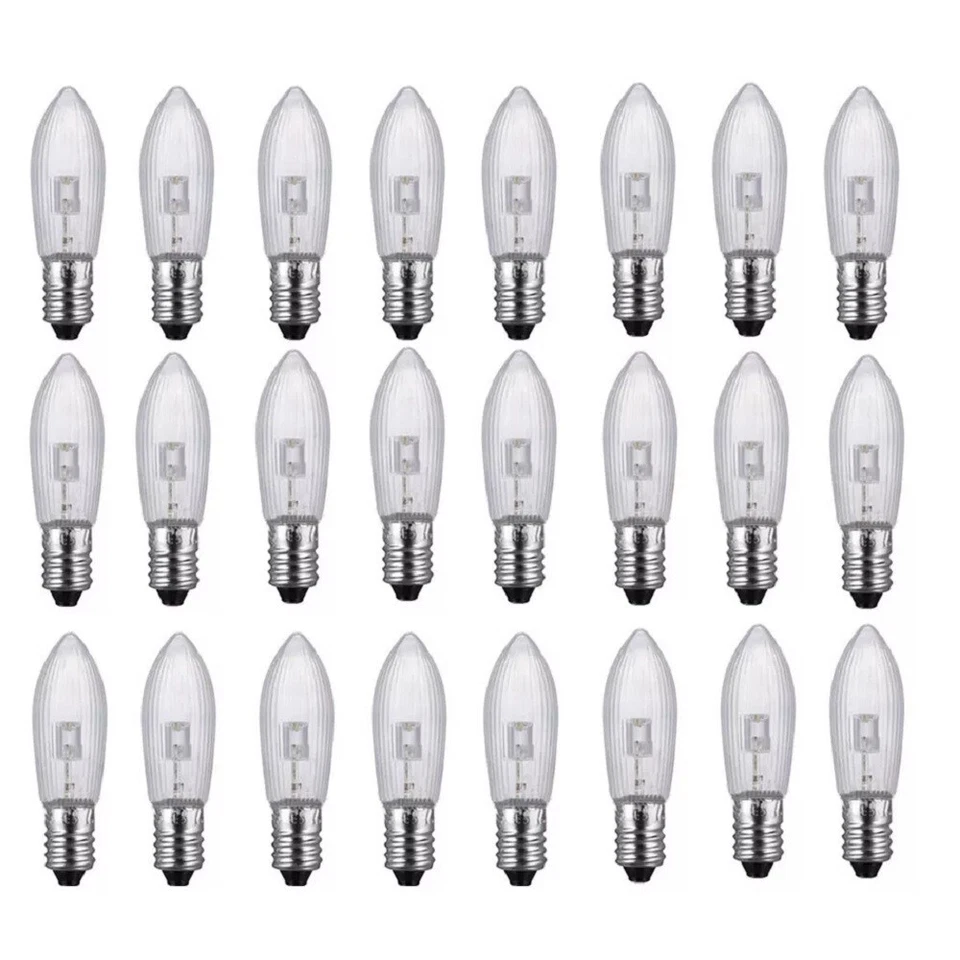 24 Stück LED Filament Riffelkerze 8-55V 0,2 W E10 innen Spitzkerze Schwibbogen - Bild 1 von 1
