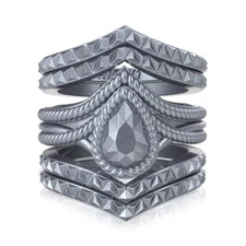 Rinfit Silicone Wedding Rings for Women. Pear Stackable 5 Rings Set