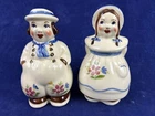 Vtg Shawnee Pottery Dutch Boy & Girl 5" Salt & Pepper Shakers, Gold Trim, Fancy