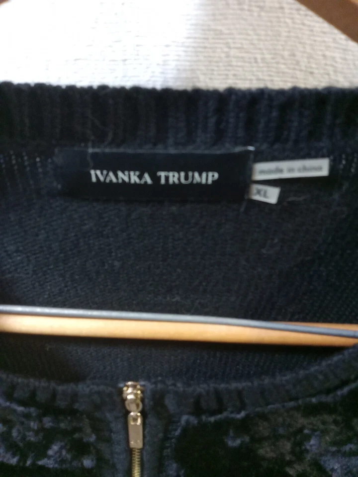 Ivanka Trump 拉链人造毛皮毛衣女式 XL 黑色 — 第 3/4 张图片