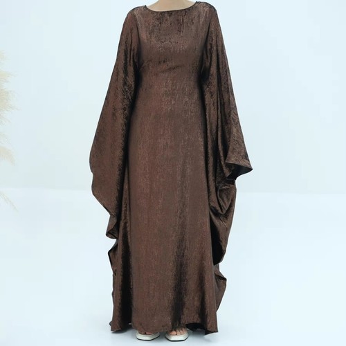 Muslim Women Maxi Dress Bat Sleeve Shiny Abaya Kaftan Arab Loose Robe Dubai Gown - Picture 25 of 42