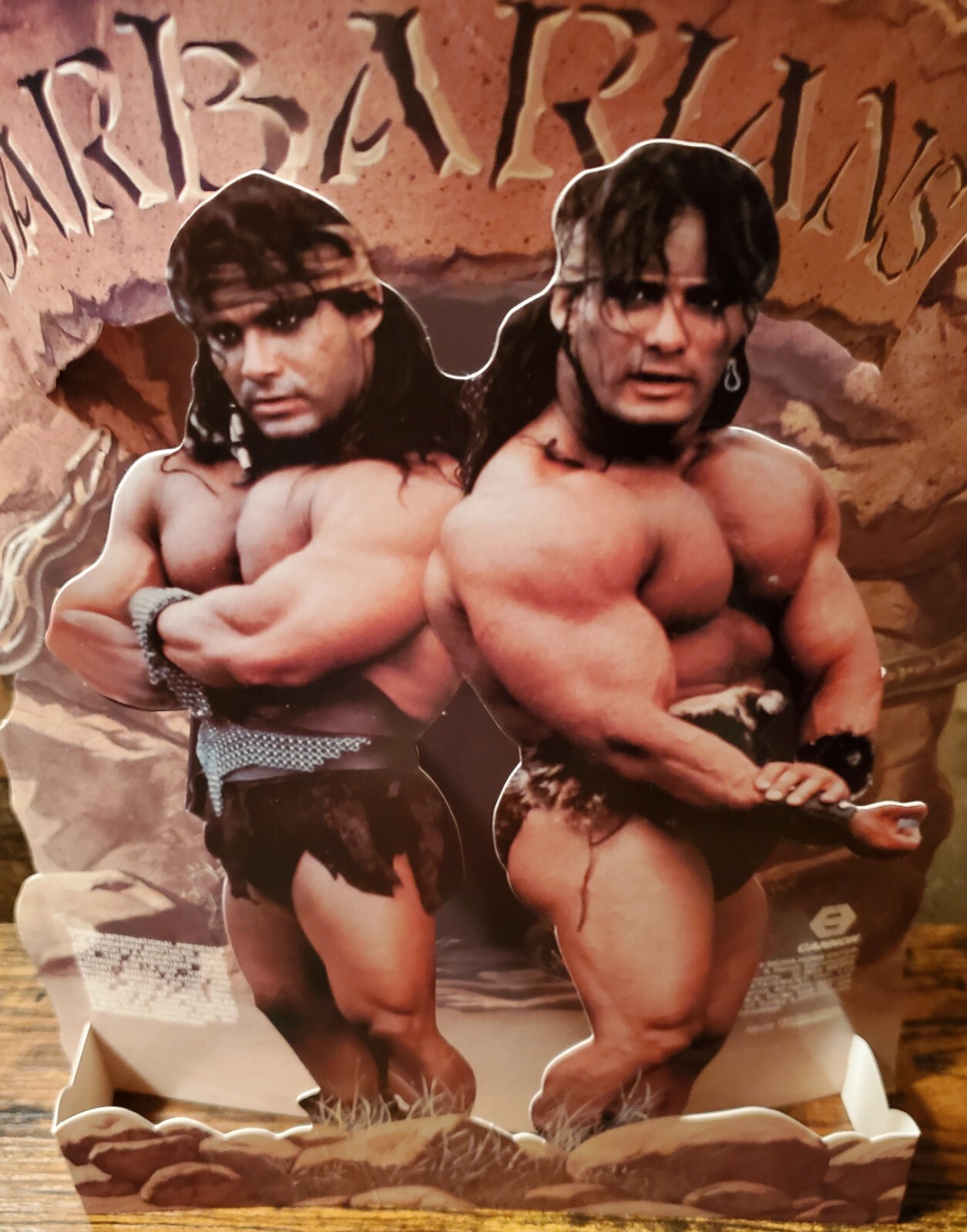 1987 "THE BARBARIANS" Original Paul Brothers VIDEO STORE COUNTER STANDEE DISPLAY