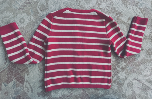 WOMEN'S J CREW COTTON RED IVORY STRIPE SWEATER CARDIGAN XXS POCKETS LADY JACKET - Picture 3 of 4