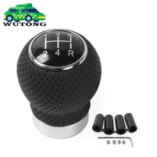 Black Leather Manual Car 5 Speed Gear Stick Shifter Shift Knob Lever Universal