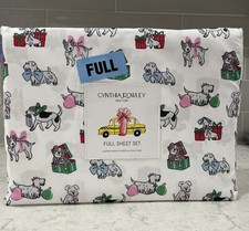 CYNTHIA ROWLEY Christmas Dogs FULL Sheet Set NEW Scottie Bulldog Westie Beagle