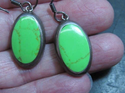 green gaspeite sterling silver earrings southwestern - Picture 5 of 8