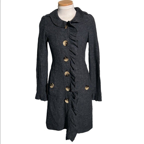 Luii Ruffled 100% Wool Dress Coat Color Gray Size Small | eBay Luii Ruffled 100% Wool Dress Coat Color Gray Size Small | eBay