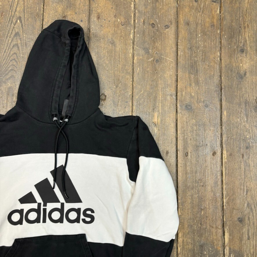 Adidas Hoodie Mens Y2K Spellout Pull Over Sweatshirt, Black, Small image 2
