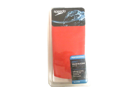 SPEEDO SOLID SILICONE PERFORMANCE SWIM CAP -DEEP ORANGE- BRAND NEW
