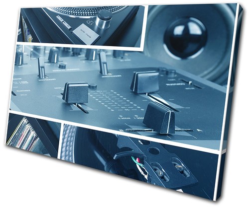 music Collage Blue DJ Club SINGLE CANVAS WALL ART Picture Print - 第 1/1 張圖片