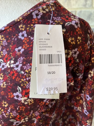Lane Bryant Women s Size 18/20 Burgundy Floral Long Sleeves Tee - Picture 5 of 6