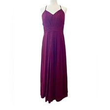 Azazie formal bridesmaid prom dress maxi length A line dress maroon wine size 10