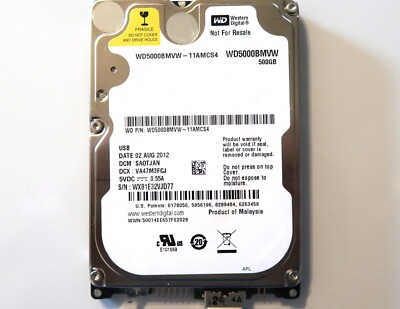 Western Digital WD5000BMVW-11AMCS4 SA0TJAN (WX81) Malaysia 500gb USB 02AUG2012